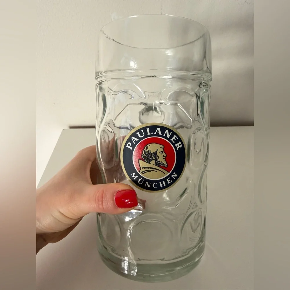 Clear Glass Beer Stein Paulaner Munchen Germany 🇩🇪